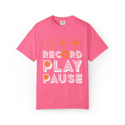 Thrilling Record Play Pause Playback Actions Sound Management Audio Functions Unisex Heavy Cotton T-Shirt