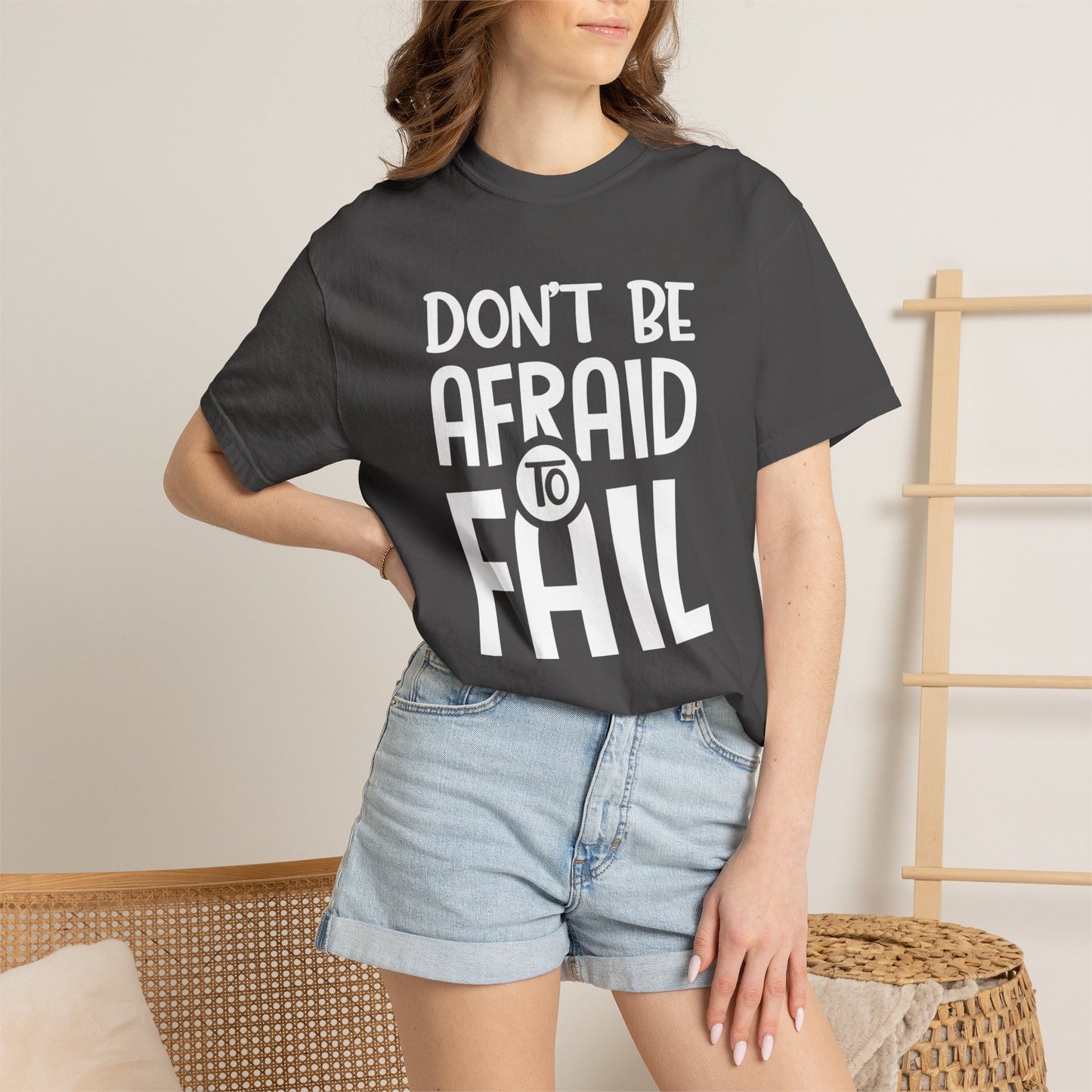Motivational Don’t Be Afraid To Fail Hard Work Rise Above Positivity Determination Progress Dedication Unisex Heavy Cotton T-Shirt