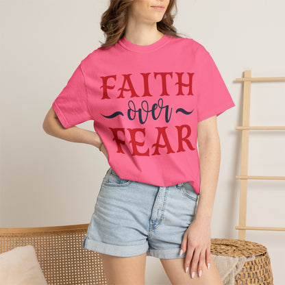Faith Over Fear Stop Wishing Start Doing Action Goal Setting Modern Tee Achievement Self-Improvement Unisex Heavy Cotton T-Shirt