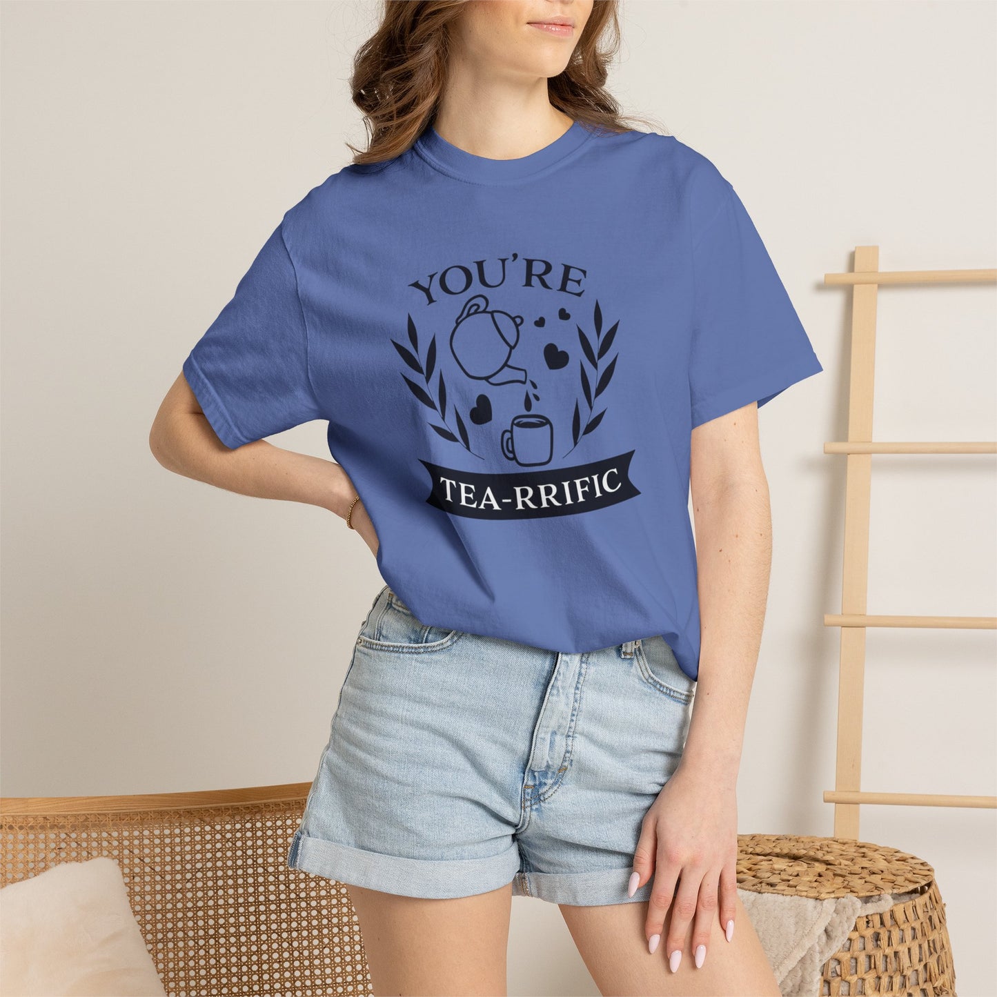 Funny You’re Tea-Rrific Emotional Bond Affection Lovers Tee Sarcastic Romantic Drink Relationship Forever Support Unisex Heavy Cotton T-Shirt