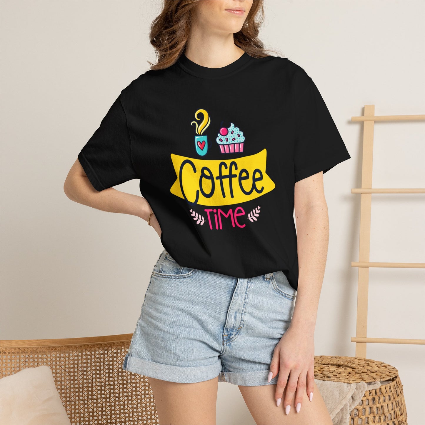 Funny Coffee Time Beans Latte Lovers Tee Black Brew Addicted Barista Freak Unisex Heavy Cotton T-Shirt