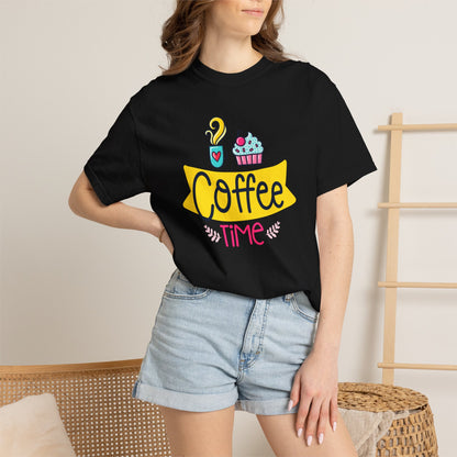 Funny Coffee Time Beans Latte Lovers Tee Black Brew Addicted Barista Freak Unisex Heavy Cotton T-Shirt