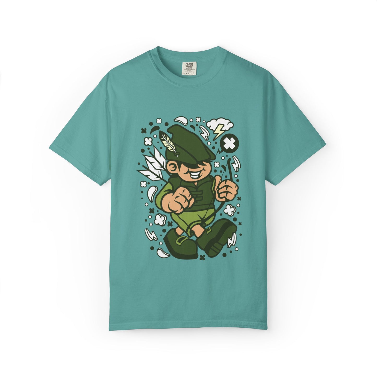 Rhino Robin Hood Folklore Mashup Tee Forest Guardian Adventure Story Fantasy Character Unisex Heavy Cotton T-Shirt