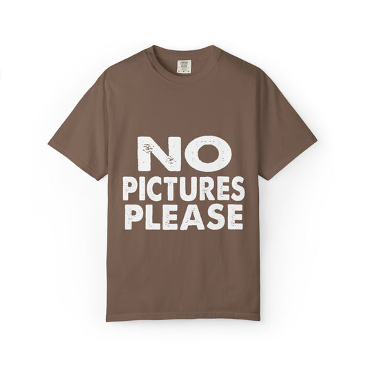 No Picture Please Photogenic Tee No Flash Camera-Shy Personal Space Unisex Heavy Cotton T-Shirt