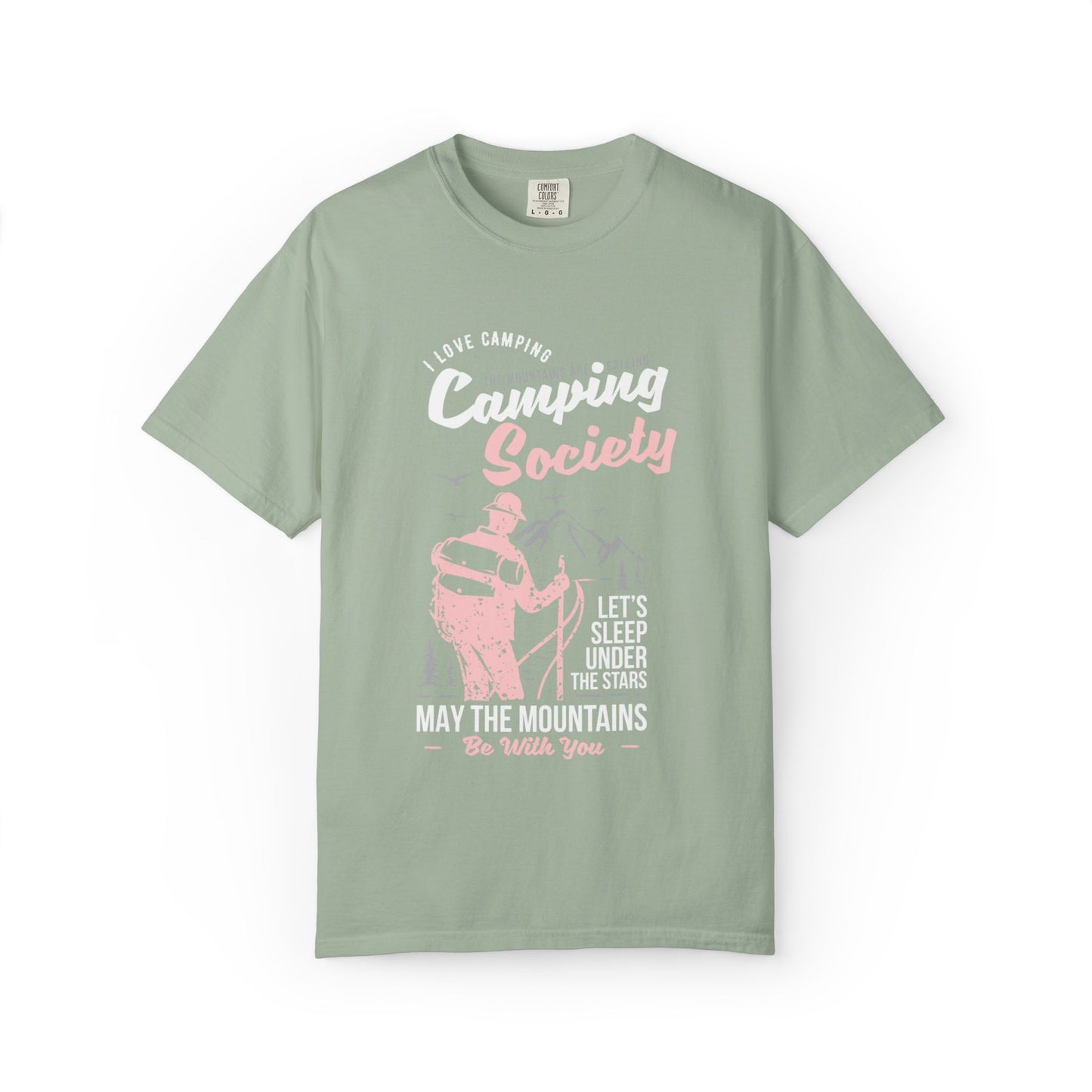 Funny Camping Society I Love Camping Enthusiastic Traveler Sarcastic Adventure Birds In The Mountains Unisex Heavy Cotton T-Shirt