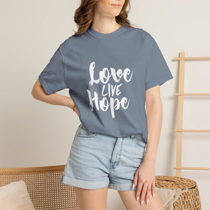 Love live hope Modern Tee Achievement Self-Improvement Unisex Heavy Cotton T-Shirt