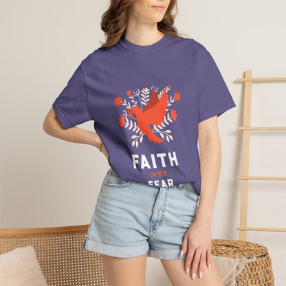 Faith Over Fear Stop Wishing Start Doing Action Goal Setting Modern Tee Achievement Self-Improvement Unisex Heavy Cotton T-Shirt