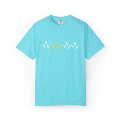 Funny Cycle Heart Beat Cycle Enthusiasm Pedal power Sarcastic Two Wheeled Adventures Unisex Heavy Cotton T-Shirt
