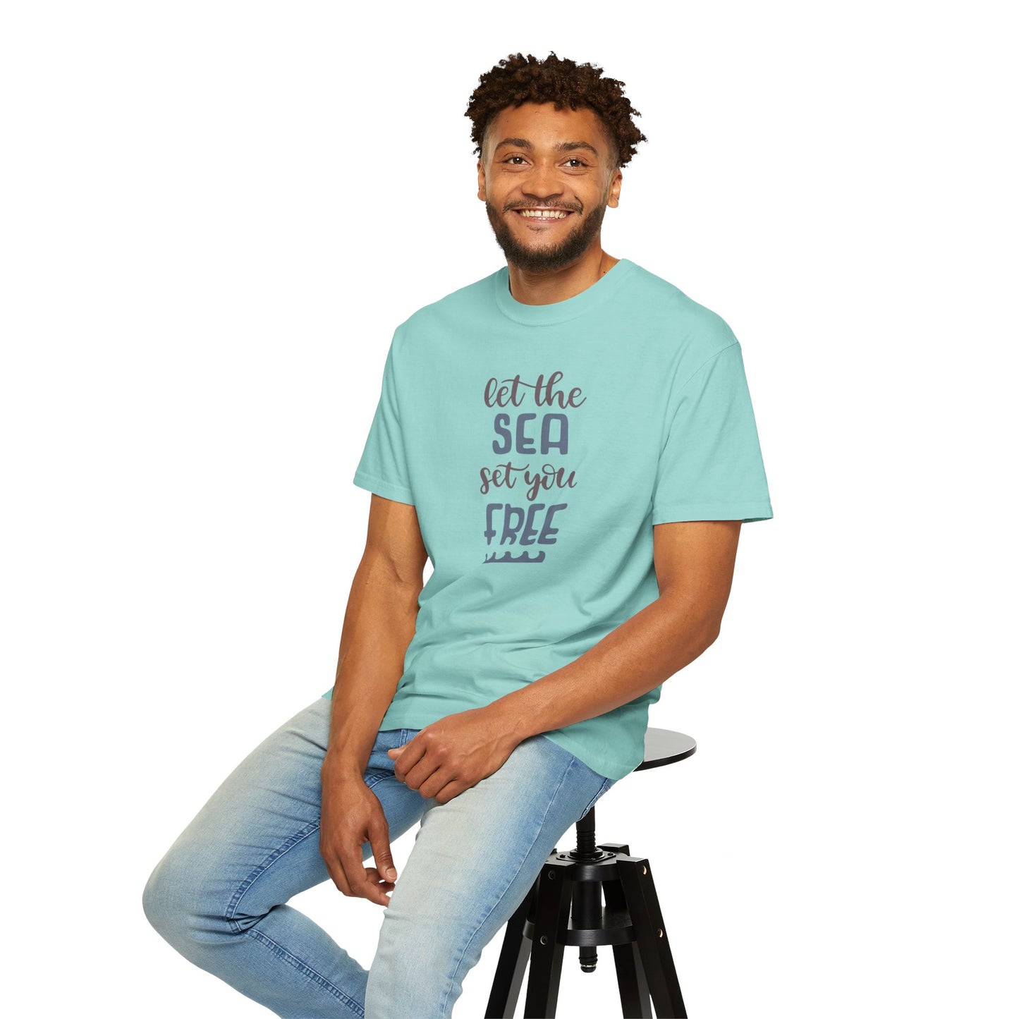 Let The Sea Set You Free Summer Tee Sunshine Days Ice Cream Camping Beachcombing Unisex Heavy Cotton T-Shirt