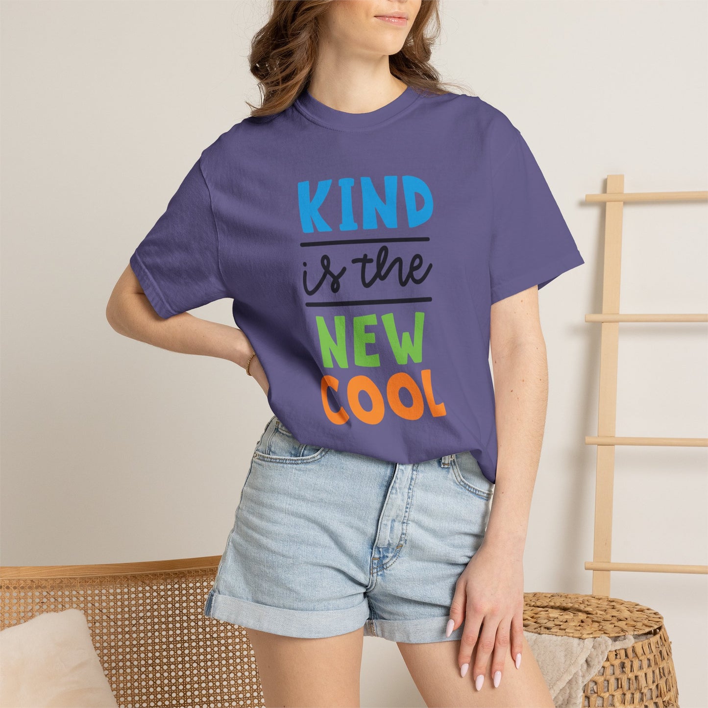 Kind Is The New Cool Positive Affirmation Tee Heartfelt Advice Inspirational Words Unisex Heavy Cotton T-Shirt