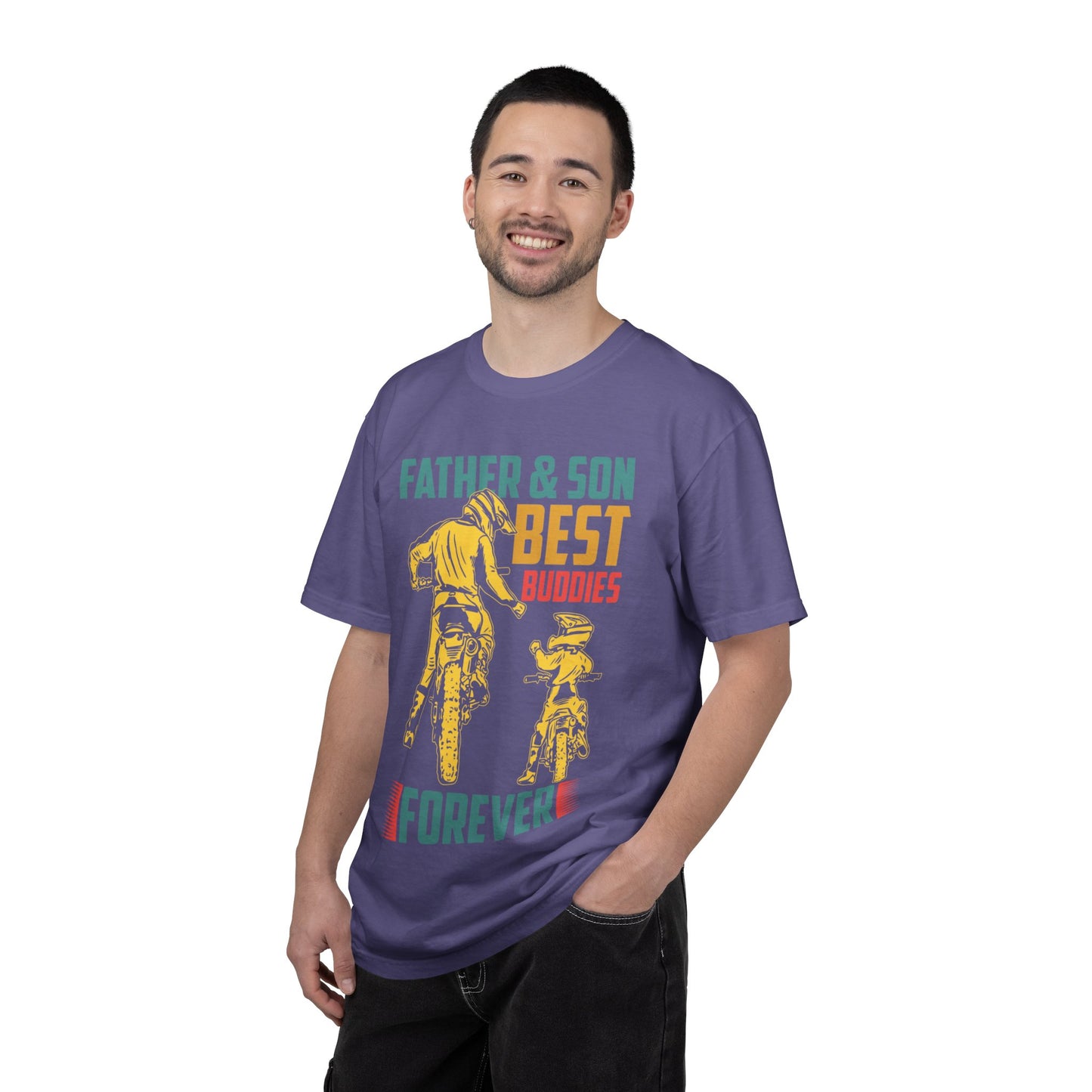 Lovable Father And Son Best Buddies Forever Role Model Loving Father Fatherhood Heroic Dad Unisex Heavy Cotton T-Shirt