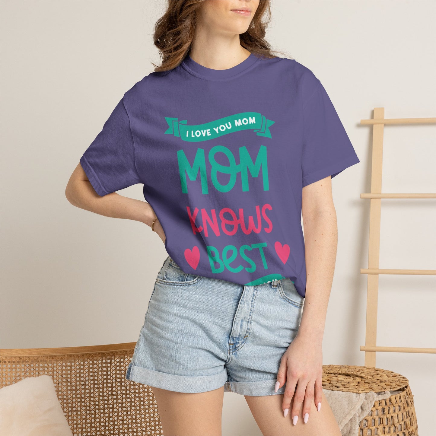 Mom Knows Best Strong Motherhood Heartfelt Guidance Tee Nurturing Knowledge Unisex Heavy Cotton T-Shirt