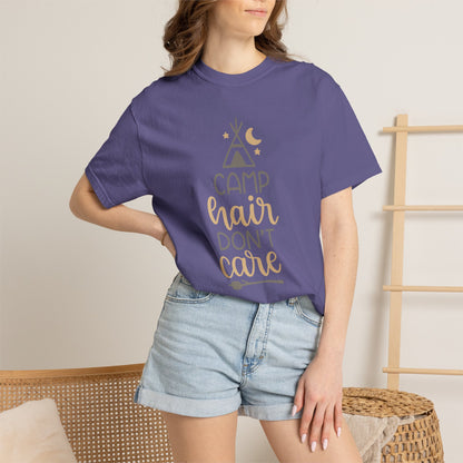 Camp Hair Don’t Care Adventure Mountain Tee Fun Activities Unisex Heavy Cotton T-Shirt