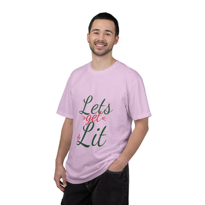 Let’s Get Lit Sparkly Bows Merry Christmas New Year Celebration Festive Season Xmas Tree Fireworks Unisex Heavy Cotton T-Shirt