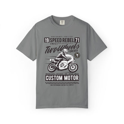 Speed Rebel Two Wheels Custom Engine Club Motorbike Lovers Trendy Tee High-speed Rider Adventure Racer Unisex Heavy Cotton T-Shirt
