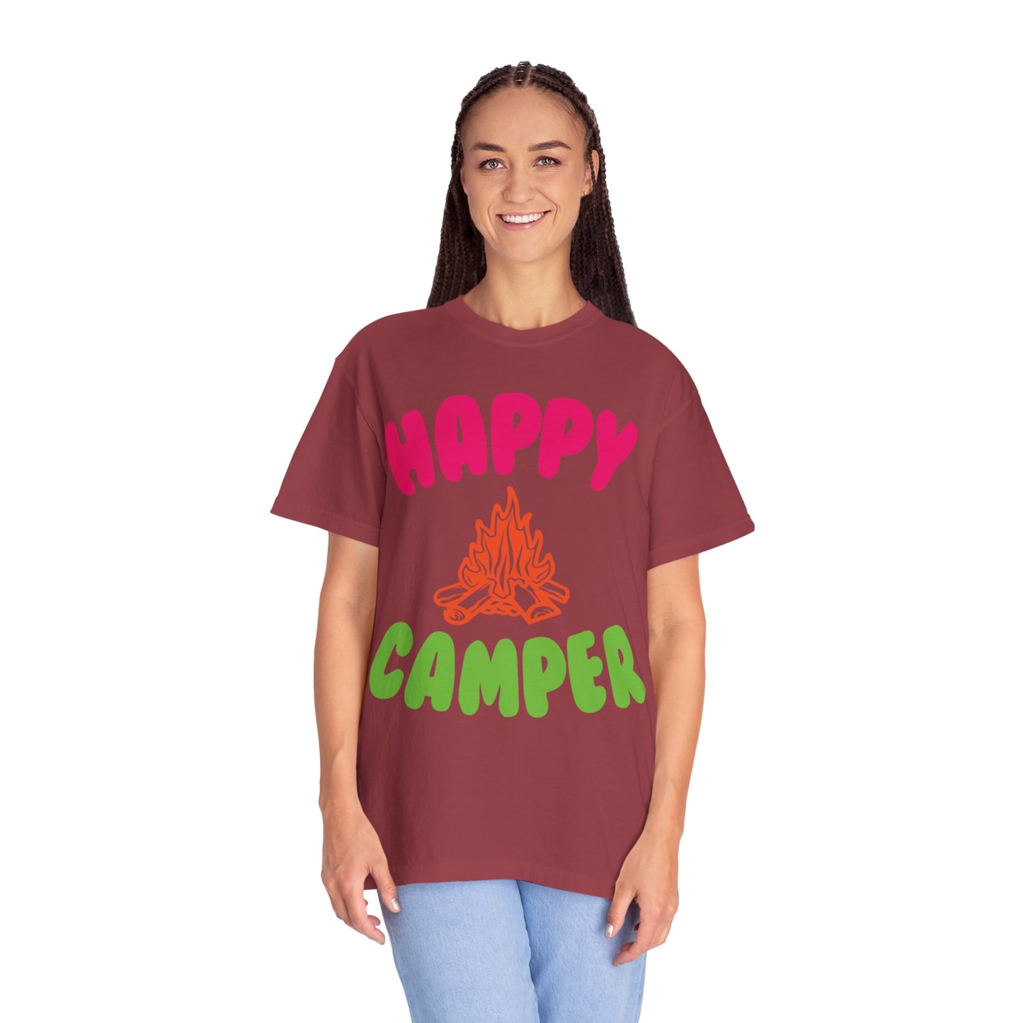 Happy Camper Freedom Fighter Adventure Lovers Tee Nature Exploration Bonfire Travel Van Unisex Heavy Cotton T-Shirt