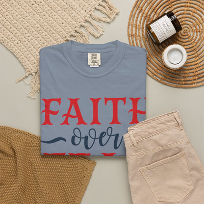 Faith Over Fear Stop Wishing Start Doing Action Goal Setting Modern Tee Achievement Self-Improvement Unisex Heavy Cotton T-Shirt