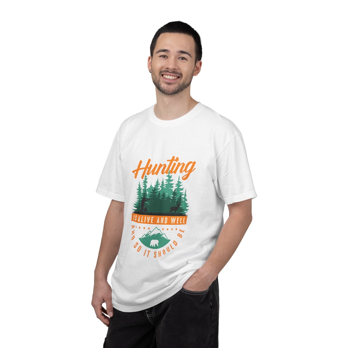 Funny Hunting Is Alive And Well Hunting Enthusiast Hunting Season Sarcastic Forest Wilderness Adventure Unisex Heavy Cotton T-Shirt