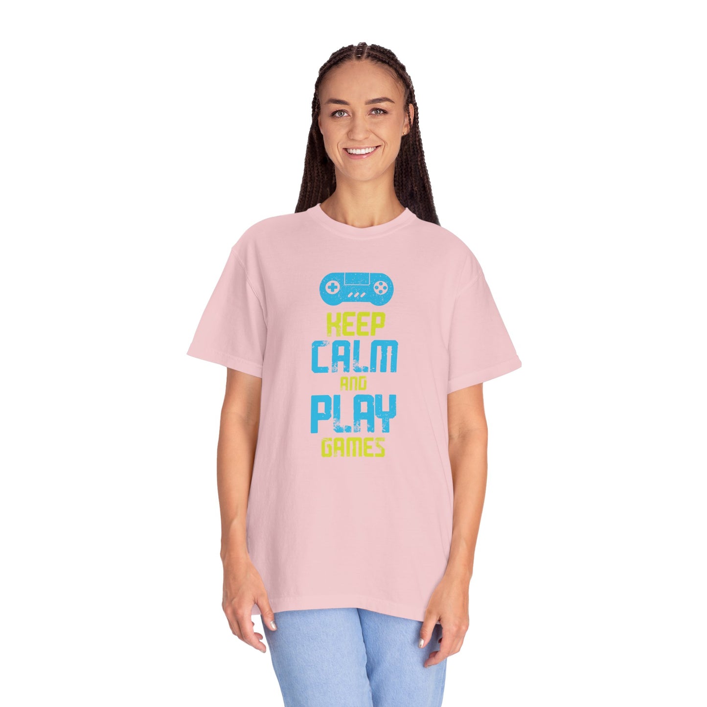 Funny Keep Calm And Play Games Pro Gamer Skills Gaming Mindset Sarcastic Gameplay Optimization Unisex Heavy Cotton T-Shirt