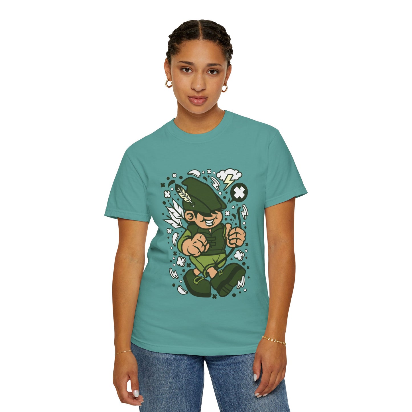 Rhino Robin Hood Folklore Mashup Tee Forest Guardian Adventure Story Fantasy Character Unisex Heavy Cotton T-Shirt