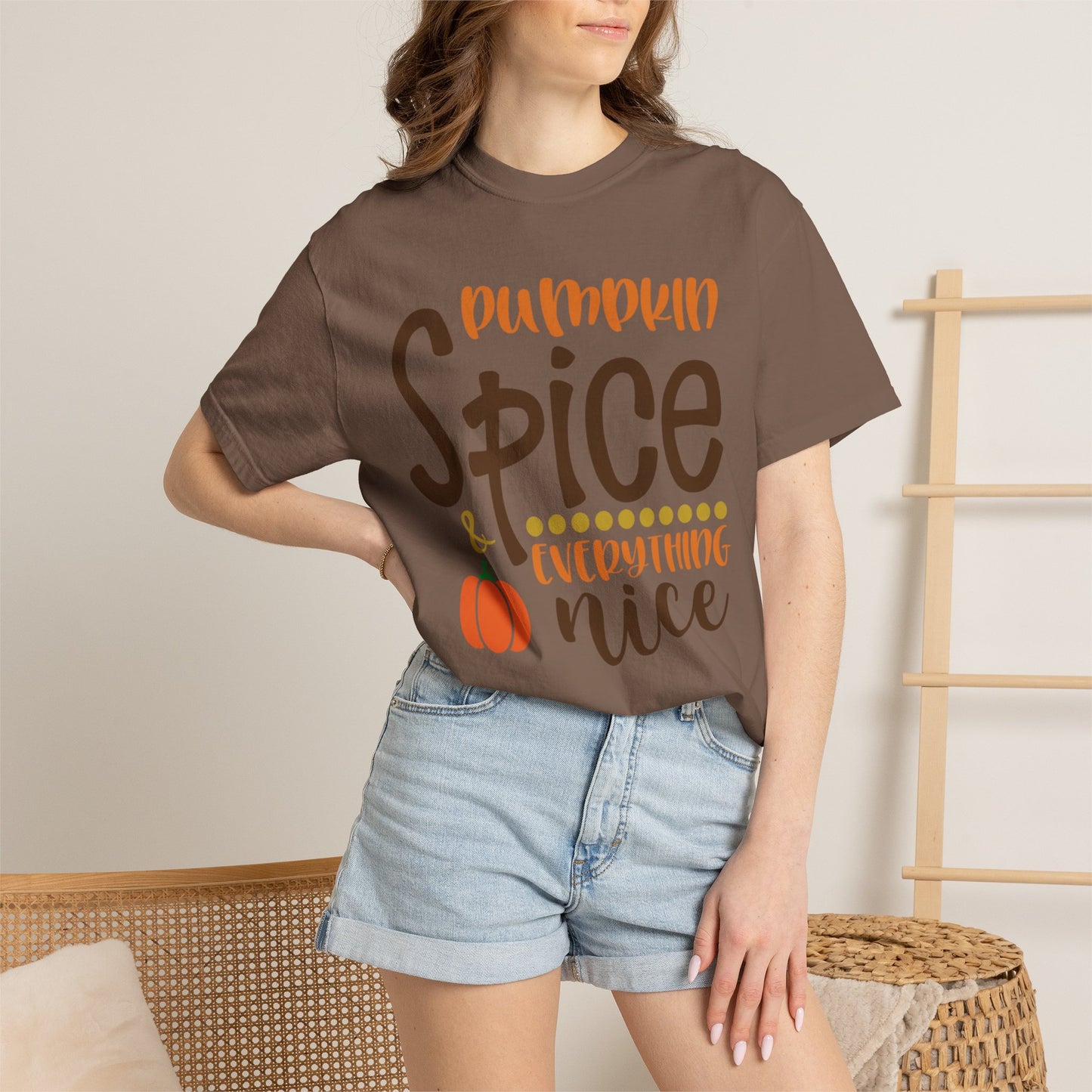 Pumpkin Spice & Everything Nice Halloween Autumn Delight Pumpkin Lovers Tee Seasonal Spices Fall Fusion Unisex Heavy Cotton T-Shirt