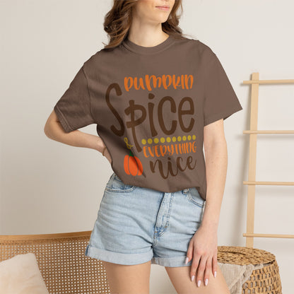 Pumpkin Spice & Everything Nice Halloween Autumn Delight Pumpkin Lovers Tee Seasonal Spices Fall Fusion Unisex Heavy Cotton T-Shirt