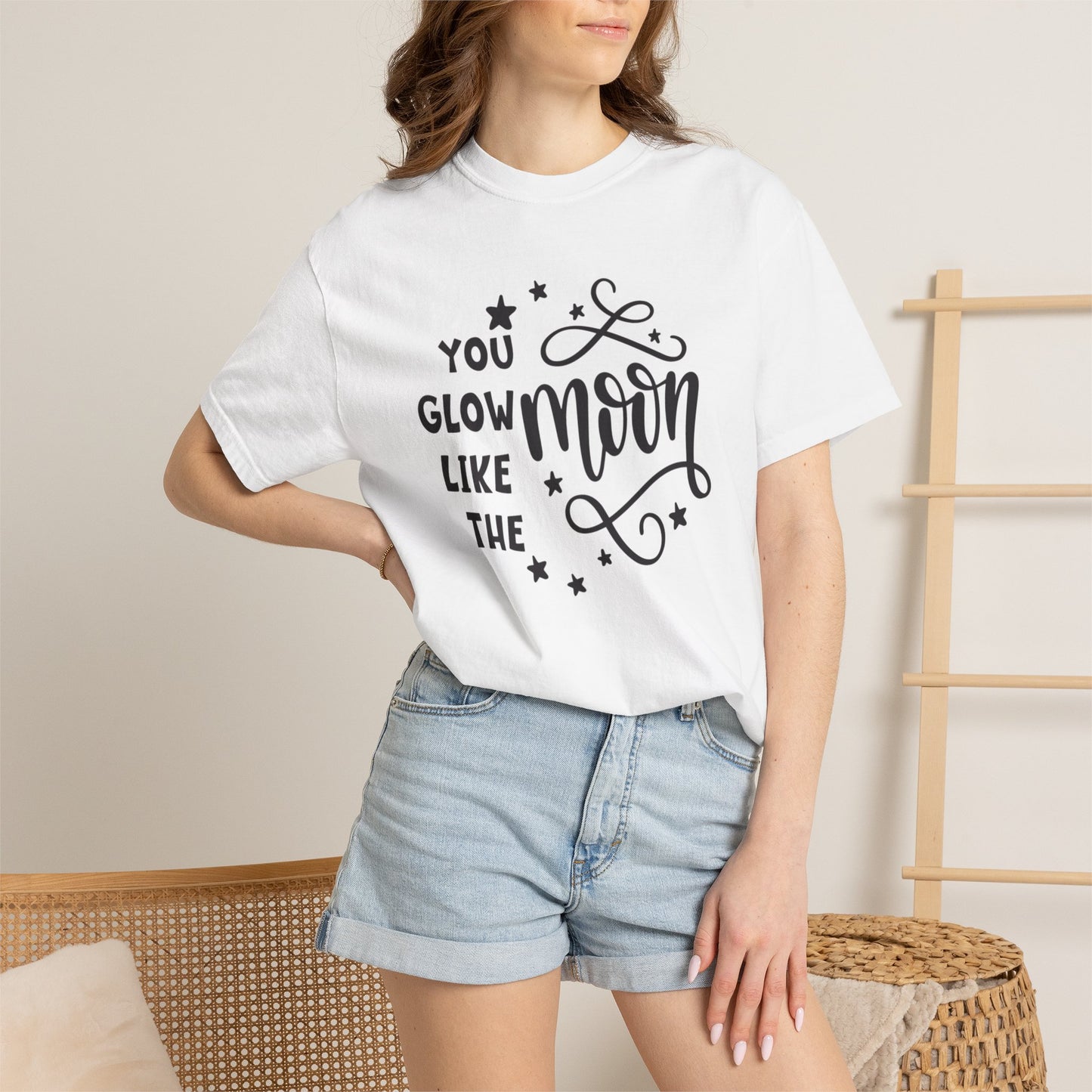 You Glow Like The Moon Inner Beauty Fashion Tee Body Positivity Wellness Forever Young Healthy lifestyle Unisex Heavy Cotton T-Shirt