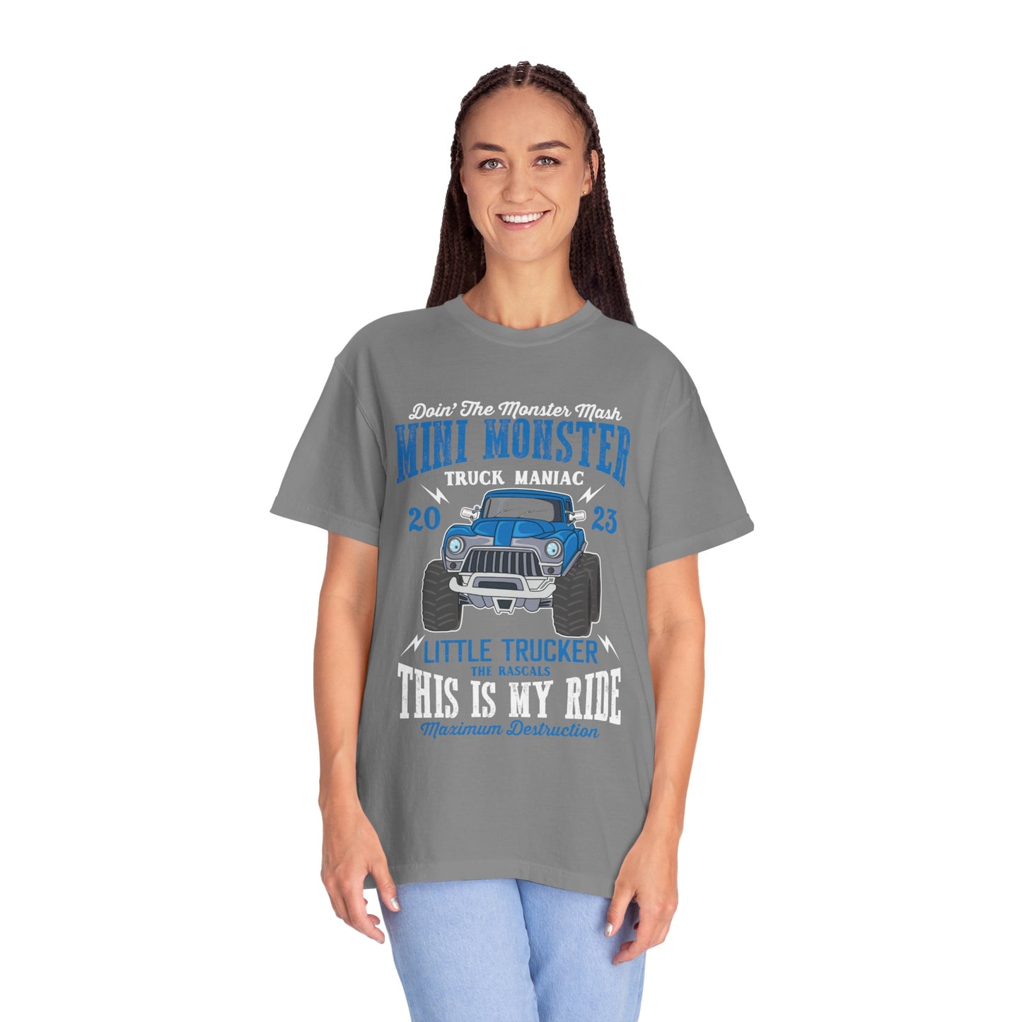 Funny Mini Monster Truck Manic Speed Truck Power Sarcastic Extreme Adventure Four-Wheel Drive Unisex Heavy Cotton T-Shirt