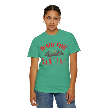 Ready For Camping Trendy Tee Adventure Mountain Hut Belays Ropes Fun Activities Bonfire Unisex Heavy Cotton T-Shirt