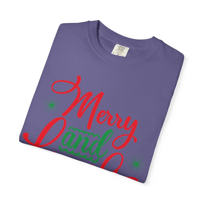 Cheerful Merry & Bright Joyful Christmas Time Christmas Lights Merry Christmas Jesus Birth Unisex Heavy Cotton T-Shirt