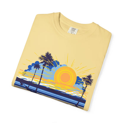 Sunset And Beach Summer Trendy Tee Sunshine Days Ice Cream Summer Camp Beachcombing Anchor Unisex Heavy Cotton T-Shirt