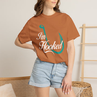 Funny I’m Hooked Rod and Reel Tackle Box Catch Of The Day Sarcastic Fishing Adventure Unisex Heavy Cotton T-Shirt