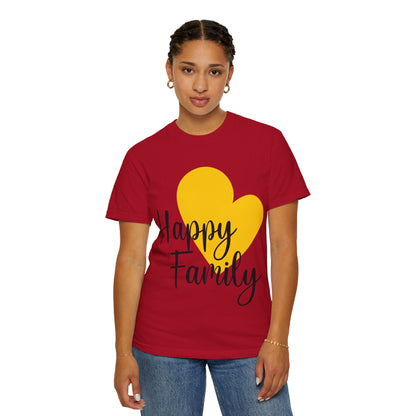 Happy Family Peaceful Paradise Tee Cherished Space Heartfelt Haven Unisex Heavy Cotton T-Shirt