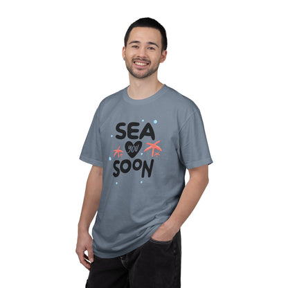 Sea You Soon Sarcastic Tee Ocean Wordplay Seaside Lover Summer Goodbye Ocean Trip Unisex Heavy Cotton T-Shirt