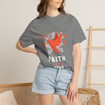 Faith Over Fear Stop Wishing Start Doing Action Goal Setting Modern Tee Achievement Self-Improvement Unisex Heavy Cotton T-Shirt