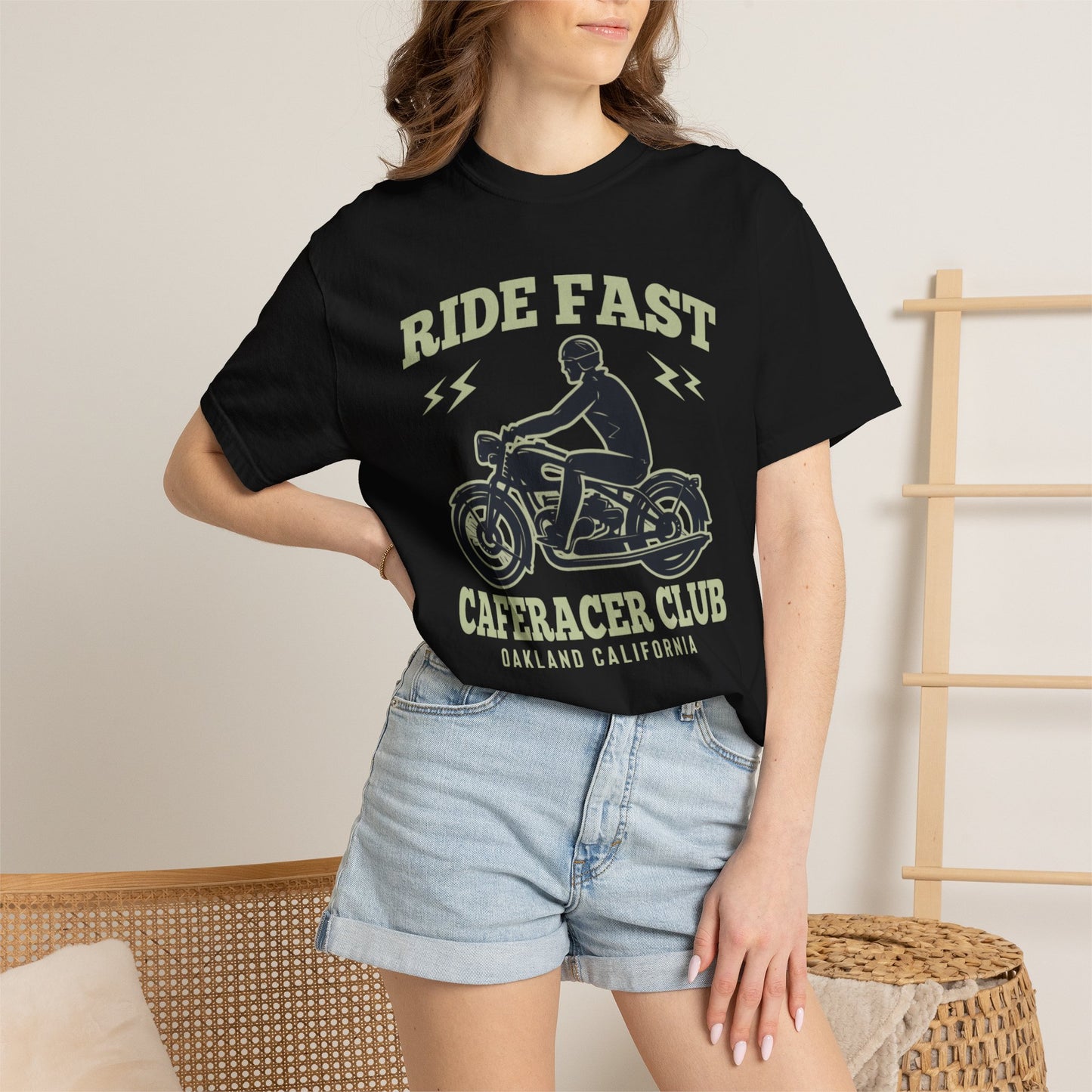 Thriller Ride Fast Caferacer Motorcycle Club Bike Lovers High-speed Adventure Bike Unisex Heavy Cotton T-Shirt