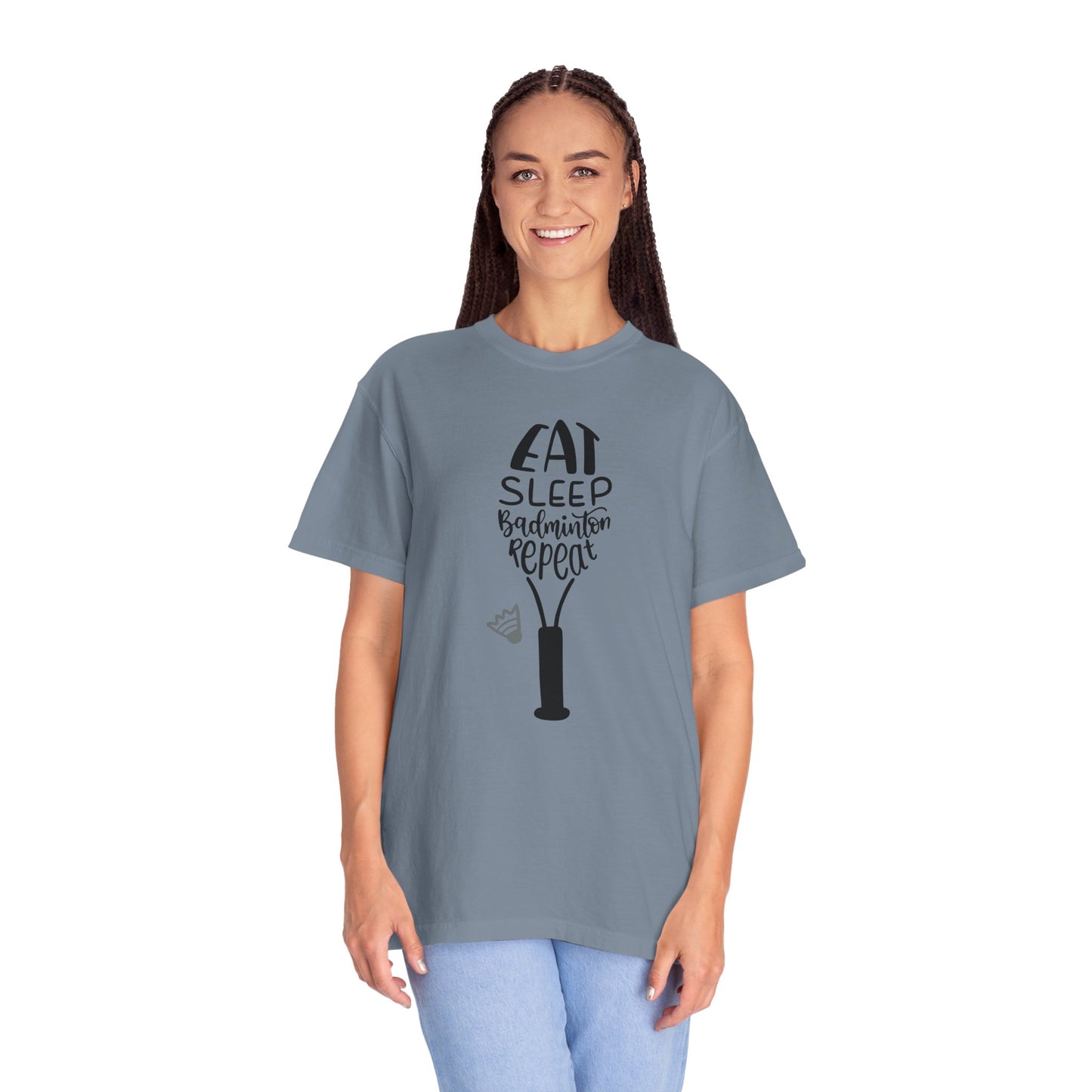 Eat Sleep Badminton Repeat Stay Active Motivation Tee Winning Attitude Sports Dedication Shuttlecock Addiction Unisex Heavy Cotton T-Shirt