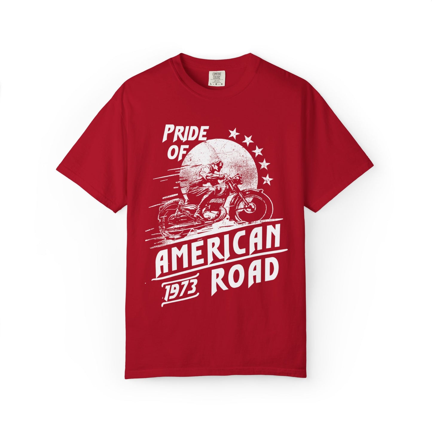 Vintage Pride Of The American Road 1973 Nostalgic Trendy Tee Motorcycle Classic Ride Legendary Bike Unisex Heavy Cotton T-Shirt
