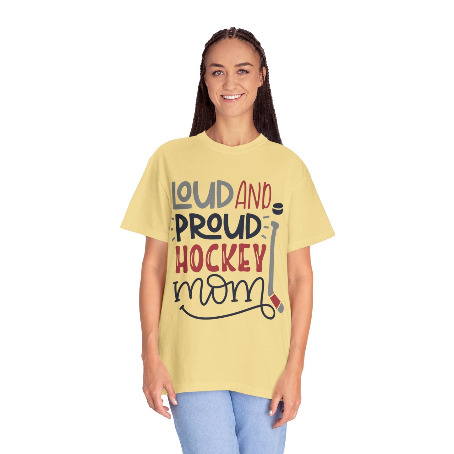 Loud & Proud Hockey Mom Power Play Cheering Stickhandling Sports Tee Legend Unisex Heavy Cotton T-Shirt