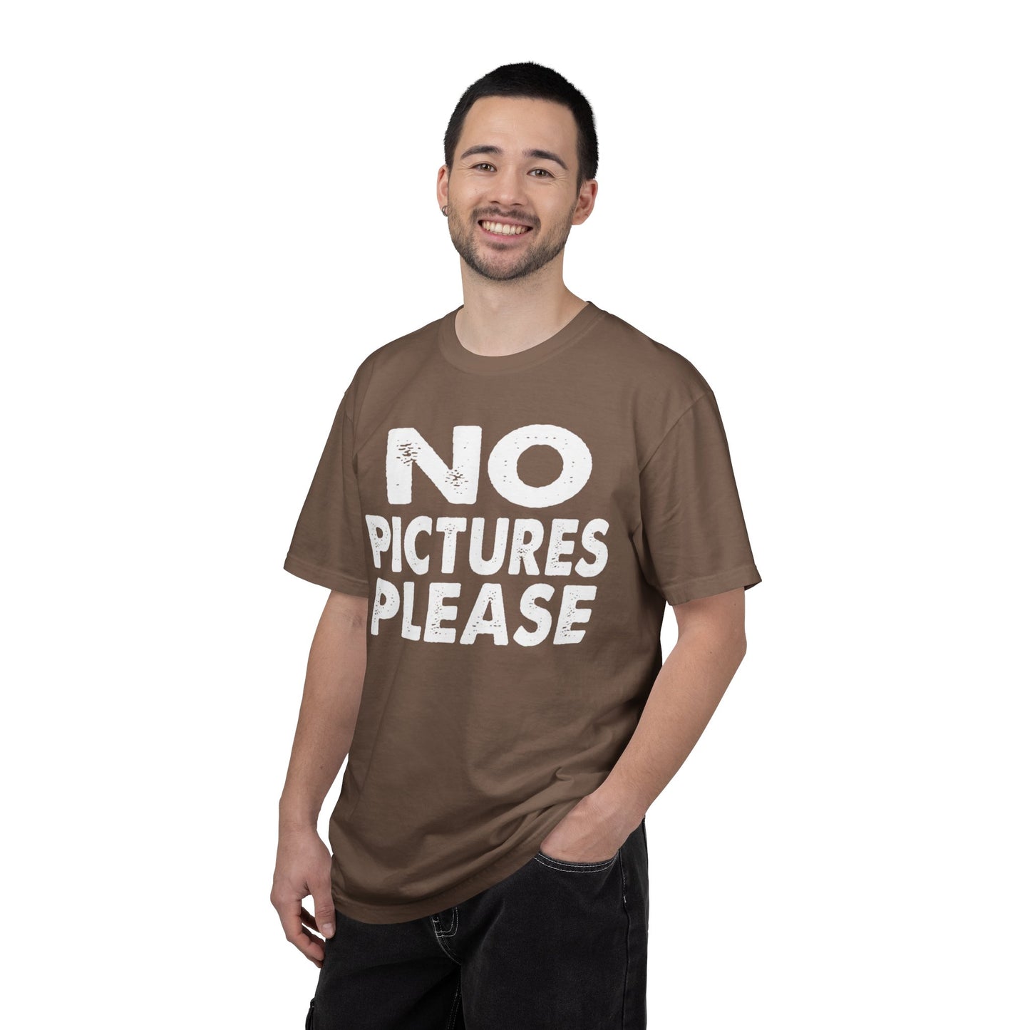 No Picture Please Photogenic Tee No Flash Camera-Shy Personal Space Unisex Heavy Cotton T-Shirt