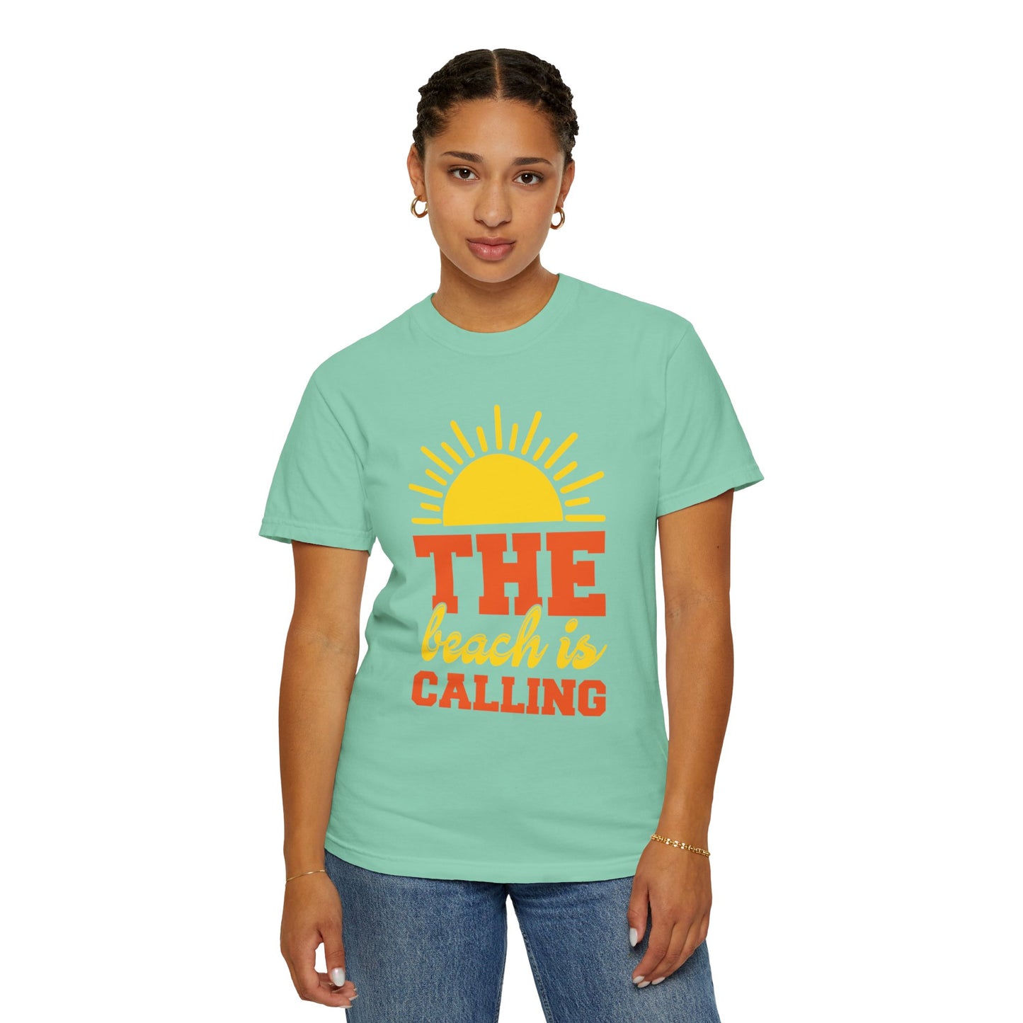Enjoyable The Beach Is Calling Beach Life Sun Sand Sea Sun Kissed Sea Breeze Beach Sun Glasses Palm Trees Unisex Heavy Cotton T-Shirt