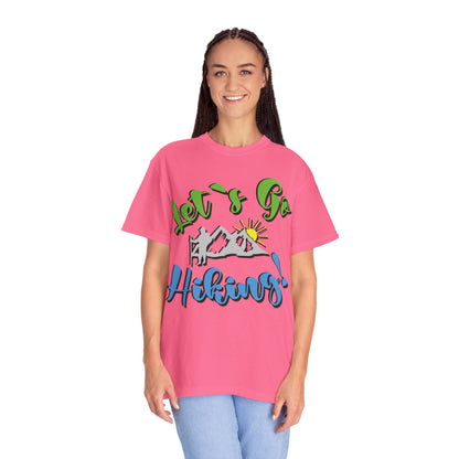Let’s Go Hiking! Trendy Tee Adventure Mountain Hut Fun Activities Unisex Heavy Cotton T-Shirt