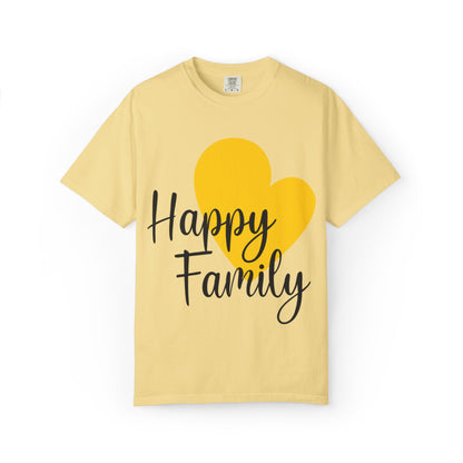 Happy Family Peaceful Paradise Tee Cherished Space Heartfelt Haven Unisex Heavy Cotton T-Shirt