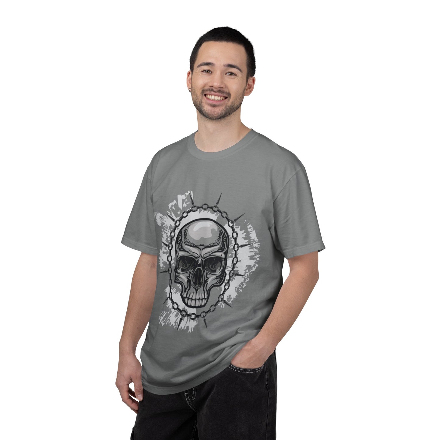 Chain Skull Cranium Head Anatomy Bones Trend Tee Horror Creepy Head X-ray Unisex Heavy Cotton T-Shirt