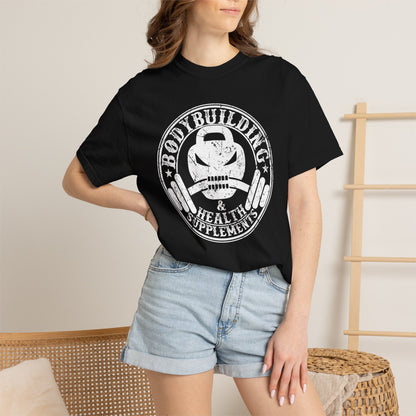 Body Building & Health Supplements Trendy Tee Health Conscious Fitness Freak Exercise Motivation Gym Dedication Unisex Heavy Cotton T-Shirt