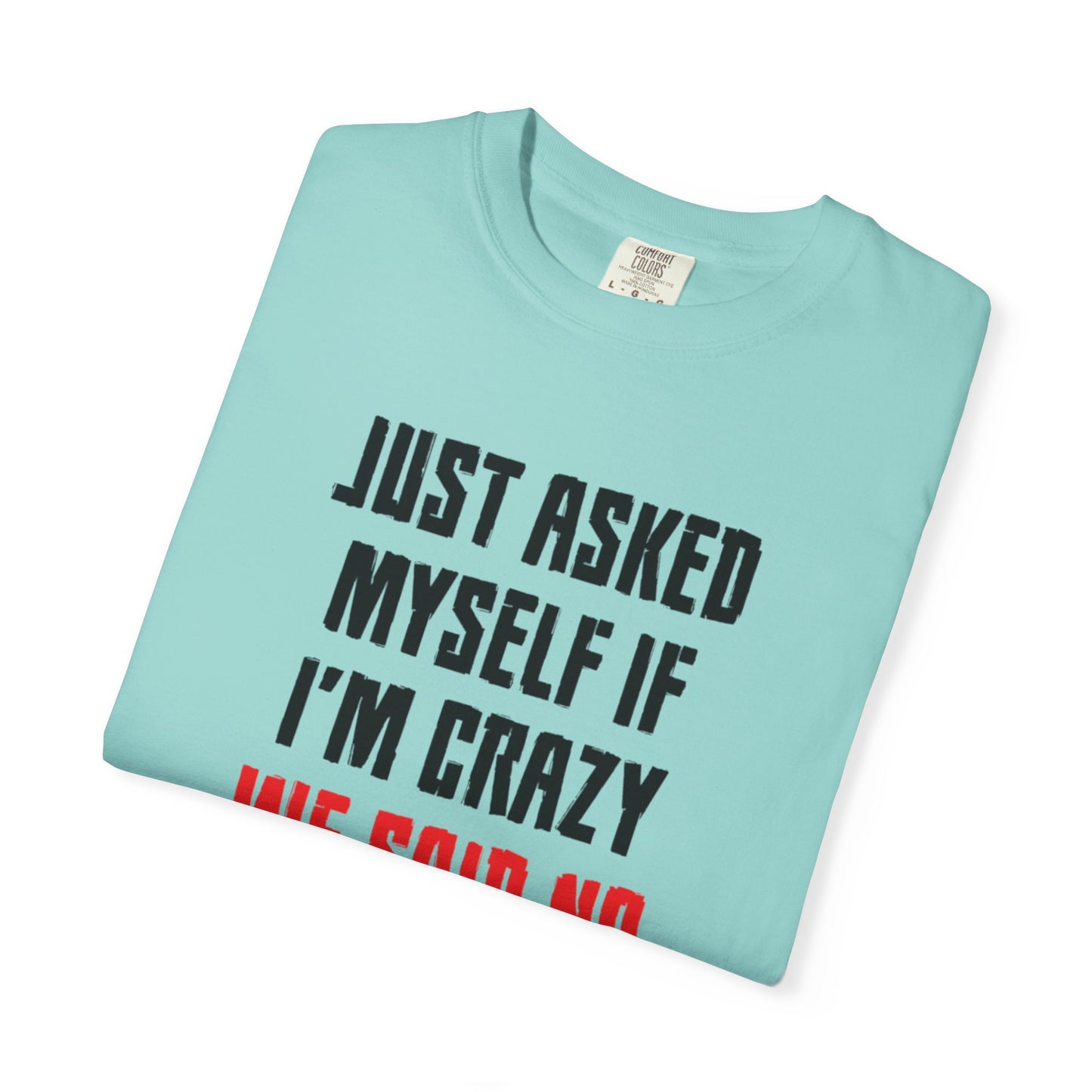 Just Asked Myself If I’M Crazy We Said No Funny Tee Self-Doubt Humourous Mental Stability Sarcastic Unisex Heavy Cotton T-Shirt