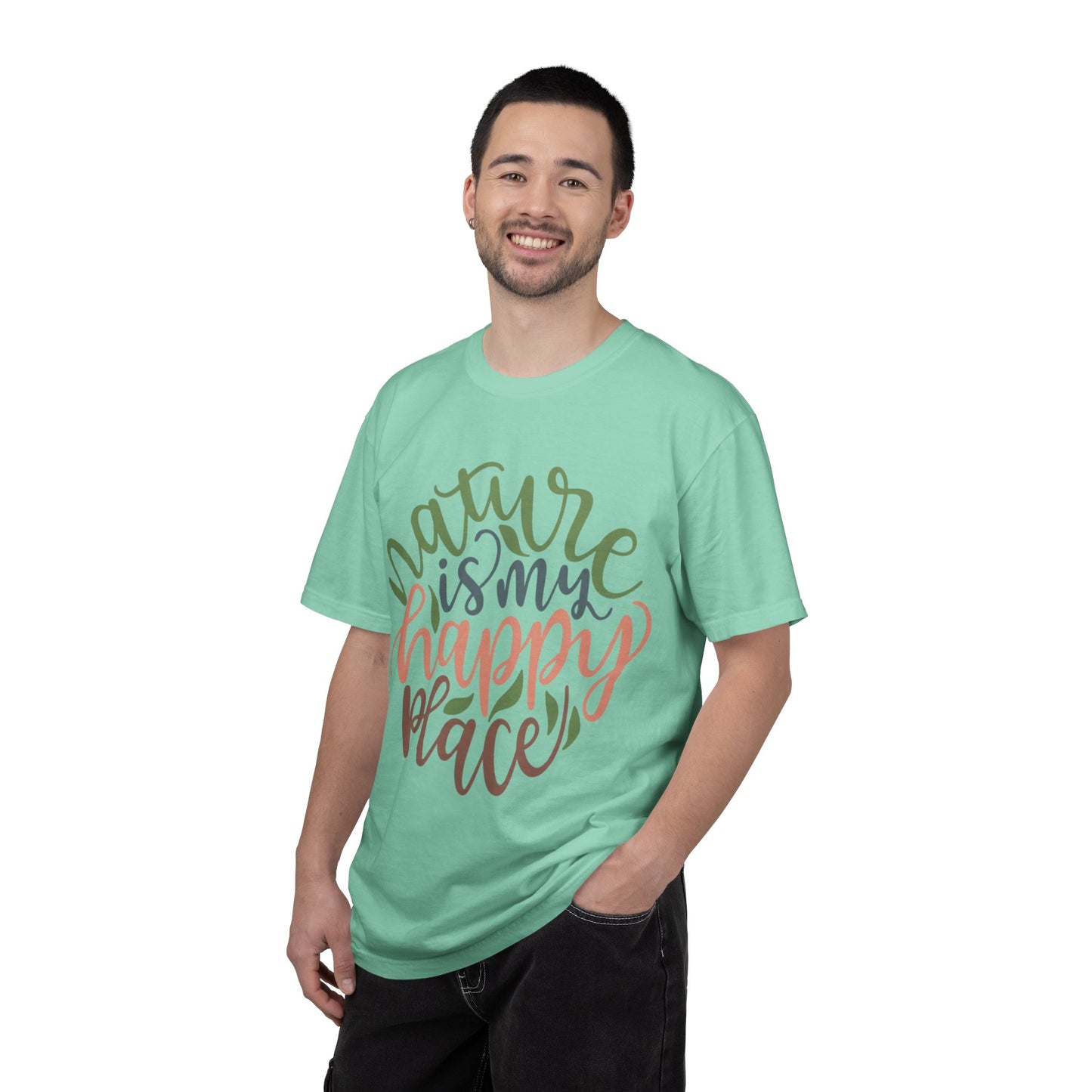 Nature Is My Happy Place Adventure Happiness Trendy Tee Life Journey Fun Memories Paradise Unisex Heavy Cotton T-Shirt