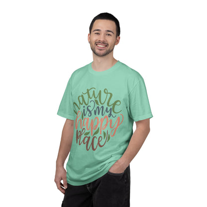 Nature Is My Happy Place Adventure Happiness Trendy Tee Life Journey Fun Memories Paradise Unisex Heavy Cotton T-Shirt