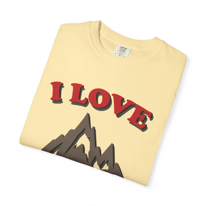 I Love Hiking Trendy Tee Adventure Mountain Hut Belays Ropes Fun Activities Unisex Heavy Cotton T-Shirt
