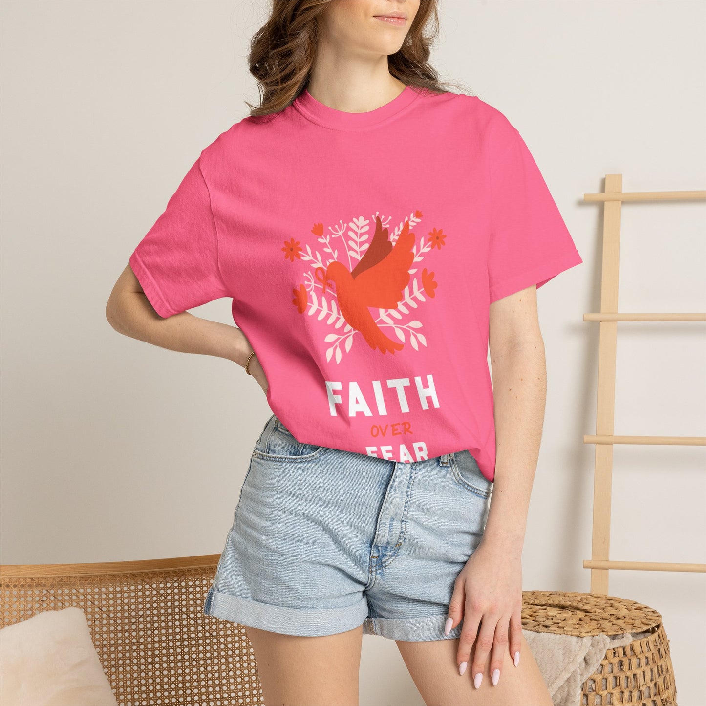 Faith Over Fear Stop Wishing Start Doing Action Goal Setting Modern Tee Achievement Self-Improvement Unisex Heavy Cotton T-Shirt
